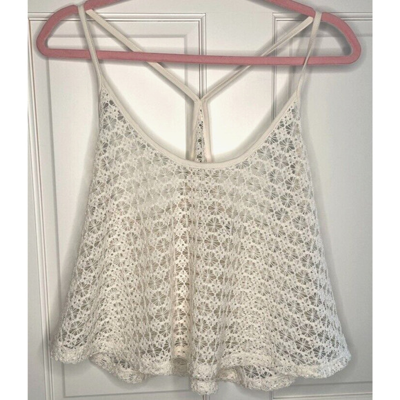 Victoria's Secret PINK Tops - Victoria's Secret PINK Women's Racerback Open-Knit Crochet Cami Tank Top Sz M/L